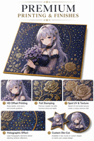 Kartu Shikishi Berlapis Emas Premium, Kartu Ilustrasi Koleksi Cetak Berkualitas untuk Kolektor Anime