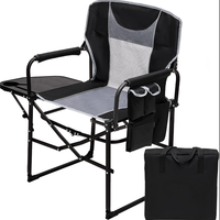 Chaise de camping pour directeurs, robuste, chaise pliante portable surdimensionnée avec table latérale, chaises de camping pliantes pour concerts en plein air