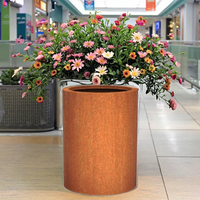 Disesuaikan besar bulat baja Corten dalam ruangan Pot tanaman sederhana pedesaan desain untuk rumah berkebun dan belanja Mall