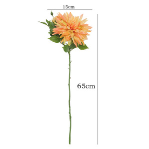 Fleur de Dahlia Artificielle à Tige Unique en Soie Plastique Haute Simulation pour Décoration Mariage et Maison Orange Jaune Rouge Blanc - Product Image 5