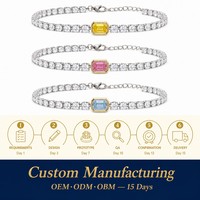 Bracelets de tennis ajustables en acier inoxydable avec perles de diamant et breloques pour femmes, vente en gros, prêts à être expédiés