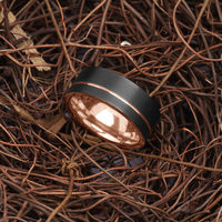 Bague pour homme en tungstène bicolore or rose noir, bijoux de mode, cadeau, fabriquée par Tizti Titanium Jewelry Factory