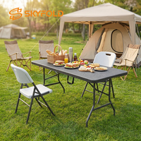 Table pliante portable en rotin HDPE facile à transporter pour le mobilier de jardin