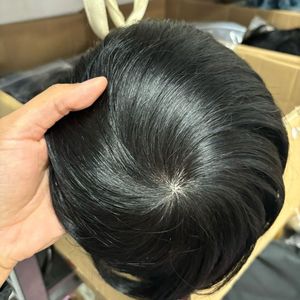 Perruque pour homme 100% cheveux naturels Remy vierges, base en soie, effet cuir chevelu naturel, toupet pour homme - Product Image 5