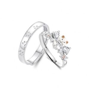 Anillos De Pareja Silver Plated Cute <b>Cat</b> Zircon Couple <b>Ring</b> Couple Accessories Wedding Adjustable Open <b>Ring</b> Wedding Jewelry - Product Image 4