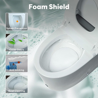 WC intelligent minimaliste avec réservoir intégré, chasse d'eau électrique automatique, siège en céramique, capteur à activation par le pied