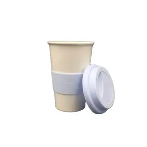 Atacado a granel barato dupla parede personalizada copo de café cerâmica caneca de viagem com tampa de silicone
