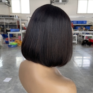 Joywigs tóc giả tóc con người 8inch ren phía trước 250% tự nhiên màu đen Bob tóc giả phần giữa tẩy trắng knots ngắt tóc - Product Image 5