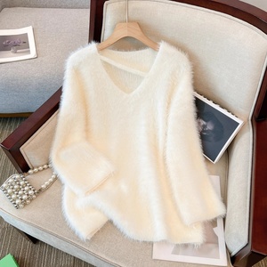 Pullover personalizzato soffice maglioni da <span class=keywords><strong>donna</strong></span> morbidi in lana alla moda maglioni da <span class=keywords><strong>donna</strong></span> maglione largo a maniche lunghe Top da ragazza - Product Image 1