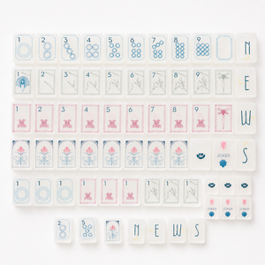 Ensemble de Mahjong américain de luxe en nacre, 160 plaques en acrylique peintes à la main, pliables et portables, design blanc - Product Image 4