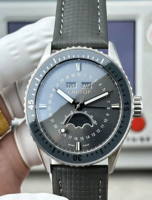 Nouvelle montre automatique mécanique de luxe pour homme, populaire, avec cadran en céramique gris, bracelet en cuir, calendrier, phase de lune, style Hip Hop, 5 ATM