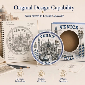 Plato Decorativo de Cerámica con Diseño de <span class=keywords><strong>la</strong></span> Estatua del Campanile de Venecia, Italia, con Caja, Personalizable, OEM, ODM, Venta al Por Mayor - Product Image 4