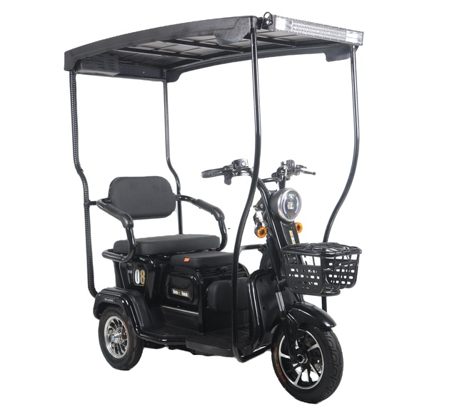 3 Wheel Motorcycle Electric Tricycle Scooter for Passengers with Energy Saving Solar Panel Charger