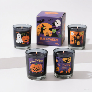 Halloween Scented Candles Set Glass Jar <b>Paraffin</b> Wax Cylinder Shape Each Holiday Decor Witch's Potion Pumpkin Party Blood M - Product Image 3