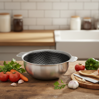 Marmite en acier inoxydable 316 à nid d'abeilles avec couvercle en verre 14-28 cm Double poignée Cuisine ménagère pour cuisinière à induction et à gaz