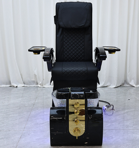 Mobilier et équipement de salon de manucure noir et or, fauteuils de pédicure électriques inclinables avec massage et spa pour les pieds, luxe, avec éclairage LED - Product Image 2
