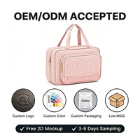Élégante Trousse de Maquillage Matelassée en Toile Grande Capacité à Suspendre, Fermeture Éclair, Sac de Voyage Tendance, Logo Personnalisé, Polyester Doux