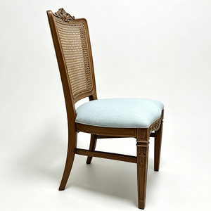 Chaise de salle à manger vintage en rotin avec dossier, structure en plastique PP, chaise d'appoint sculptée pour salon et salle de banquet - Product Image 2