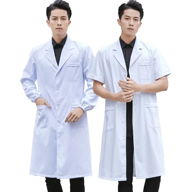 Hochwertige Großhandel Krankenhaus Medical Lab Mäntel Jacke Uniform für männliche weibliche Ärzte White Coat Männer Baumwolle für Unisex