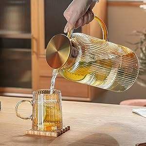 เหยือกน้ำแก้<span class=keywords><strong>ว</strong></span>ลายแนวตั้งขนาด100ออนซ์/3ลิตรเหยือกน้ำแก้<span class=keywords><strong>ว</strong></span>สำหรับชงเย็นกาแฟน้ำมะนาวเครื่องดื่มชาดอกแดดเย็น - Product Image 4