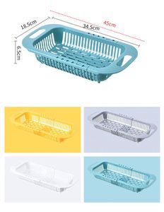 Panier égouttoir rétractable en plastique pour évier de cuisine, idéal pour laver les fruits et légumes - Vente en gros personnalisée - Product Image 3