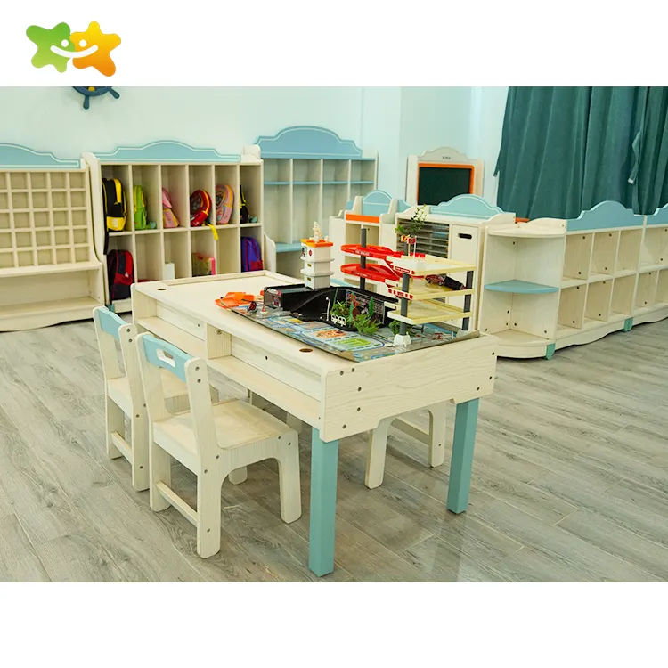 Kindergartenzubehör hochwertige Kinderzimmermöbel Schulkombinettschreibtisch-Set Kindermöbel für die Vorschulausbildung