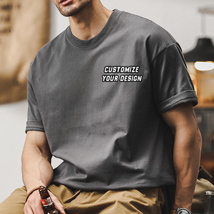 T-shirt Homme Oversize en Coton Épais de Haute Qualité avec Logo Vintage Personnalisé et Col Mock – Modèle Lourd pour Grossistes - Product Image 1