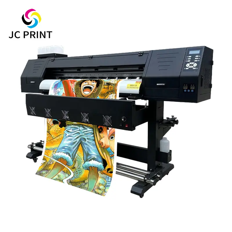 JC PRINT 1.3m इको सॉल्वैंट्स बड़े फॉर्मेट प्रिंटर I3200 XP600 DX5 प्रिंटहेड ऑटोमैटिक फ्लेक्स प्रिंटिंग मशीन के साथ