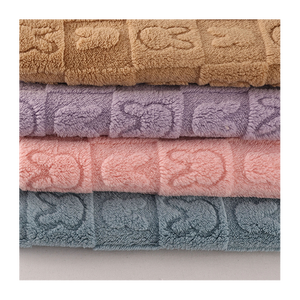 Motif <span class=keywords><strong>lapin</strong></span> écologique 100% doux polyester jacquard tissus Shu velours Sherpa coton tissus pour vêtements pour la maison couverture Textile - Product Image 1