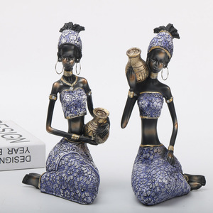 Mueble para Vinos Decorativo de Resina con Diseño Retro Africano de Mujer Negra para Sala de Estar <span class=keywords><strong>y</strong></span> Porche - Product Image 1