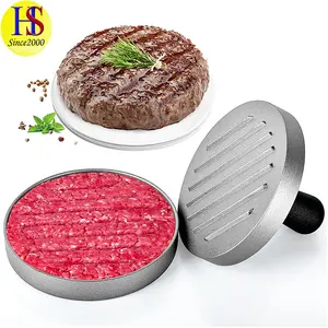 Non-Stick Manual Kitchen Round Hamburger Patty Maker Aluminum Burger Patty Press with Wax Paper