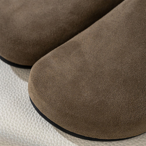 Mulas de cuero Sandalias de corcho Zapatos de patata con soporte de arco Zuecos de gamuza para mujer - Product Image 3