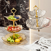 Luxe meerlaags fruitplateau, dessert- en snoepplateau met gouden kroonhandvat voor bruiloften, thuis en afternoon tea