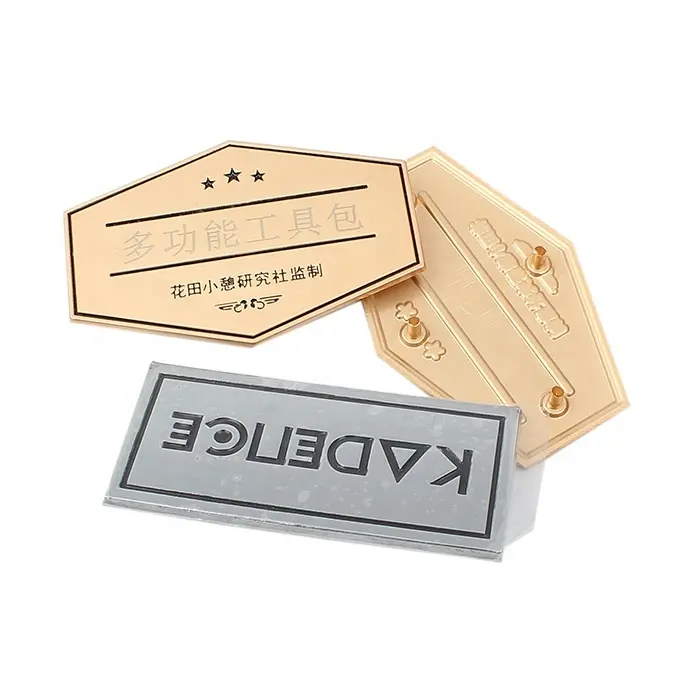 Metal Labels Badges Factory Wholesale Custom Logo Stamping Decorative Metal Plates for Handbags