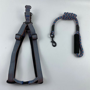 New pet supplies dog leash three-piece set, soft neoprene nylon pet chest <b>harness</b> and collar set - Product Image 3