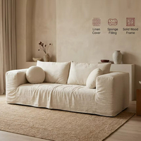 Canapé modulaire en lin Wabi Sabi, canapé minimaliste avec housse en tissu amovible et lavable, OEM pour salon moderne, meubles de maison