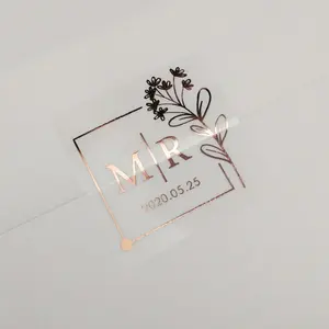 Etiquetas de embalaje de estampado en caliente de lámina de oro ecológicas personalizadas, pegatinas de logotipo autoadhesivas de vinilo impermeables en formato de rollo - Product Image 2