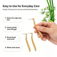 Brosse interdentaire réutilisable en bambou antibactérien, cure-dents en bois biodégradables avec poils en nylon pour l'hygiène bucco-dentaire