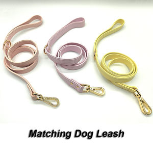 Collier de chien fait à la main de luxe premium réglable en cuir végétalien de couleurs vives - Product Image 4