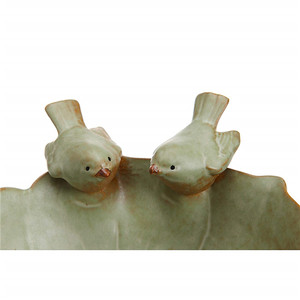 Bol de service en céramique glaçage fruits, 2 oiseaux décoratifs, Design de jardin, plateau à bijoux/bonbons/noix - Product Image 4