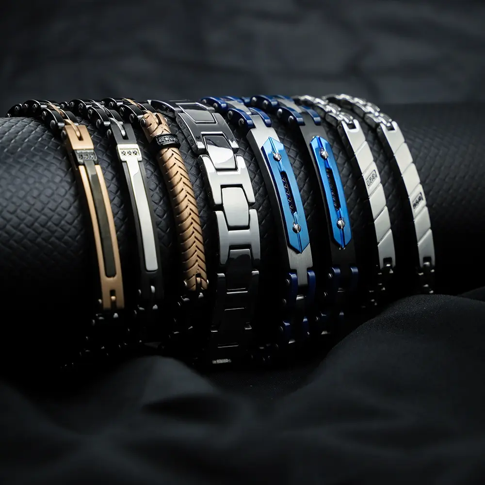 Bracelets ajustables en acier inoxydable 316L CZ premium de 22cm pour hommes, avec logo personnalisé, bracelet en zircon cubique fait main en argent