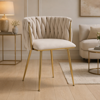 Chaises rondes de salle à manger, siège élégant, moderne, à cadre doré, avec rembourrage en velours, vente en gros,