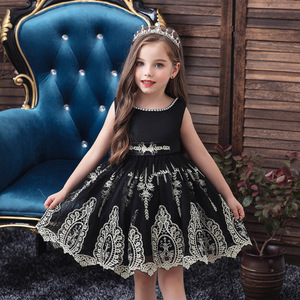 Girls Princess Dress Black Lace A-Line Sleeveless Party Costume Size 752 - Product Image 1