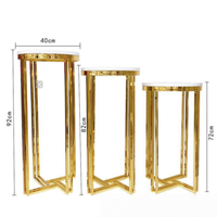Socle de gâteau en métal doré pour mariage, table de présentation de desserts pour fête, piédestaux faciles à assembler, décoration de mariage, support à fleurs