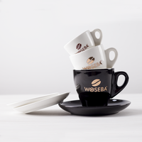Vente en gros de tasses à café en céramique avec soucoupe, ensemble de 2/5/8 oz, boîte cadeau royale moderne, logo personnalisé, impression personnalisée, pour cappuccino, latte, expresso