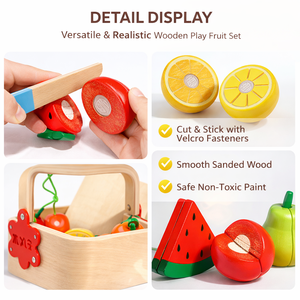 Деревянный развивающий набор игрушек «Фрукты» для ролевых игр, Монтессори-игрушки для детей для домашних игр и дошкольного обучения - Product Image 3
