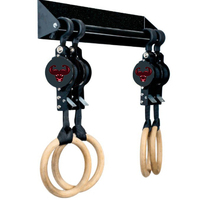 Anillas de Gimnasia Portátiles y Duraderas de Madera Amarilla para Entrenamiento de Peso Corporal, con Correas Numeradas Ajustables, Juego de Anillas de Tracción para Ejercicio