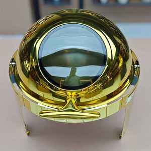 Scaldavivande Rotondo in Acciaio Inox Dorato <span class=keywords><strong>di</strong></span> Alta Qualità <span class=keywords><strong>da</strong></span> 6 Litri con Coperchio <span class=keywords><strong>a</strong></span> Rullo e Finestra Trasparente per Matrimoni - Product Image 6