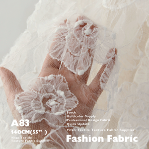 Thời Trang Vải Chất Lượng Cao <span class=keywords><strong>Polyester</strong></span> 3D Organza Hoa Tulle Voan Lưới Thêu Vải Cho Dresses Bé Trẻ Em Quần Áo - Product Image 1