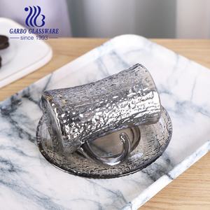 Placage ionique couleur gris fumé 105ml tasses turques tasse à thé marocaine verres tasse à thé tasse en verre avec soucoupe - Product Image 3